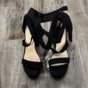 Chic Black Women's Wrap Heels